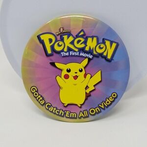 Pokemon The First Movie Vintage Pin Collectible Advertising Button 1999 Walmart